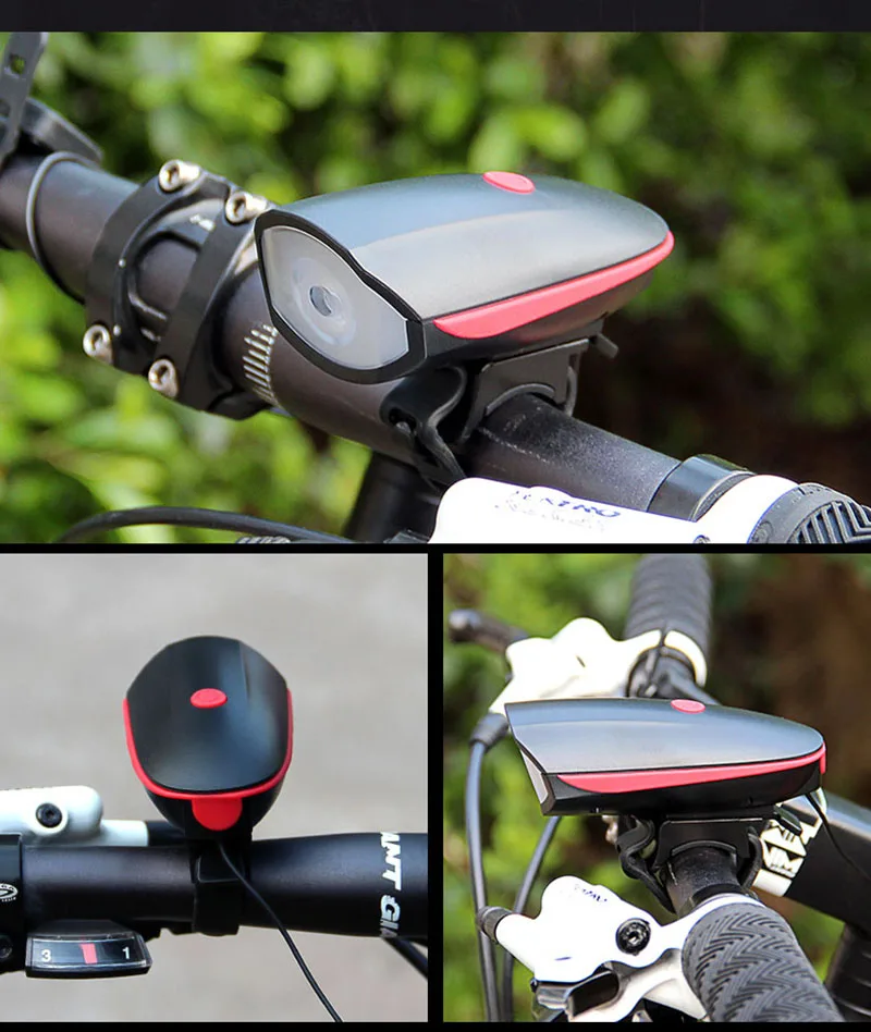 USB ReChargeable Bicycle Bell Flashlight Bike Horn Light Headlight Cycling Multifunction Ultra Bright Electric Loud Horn Bell