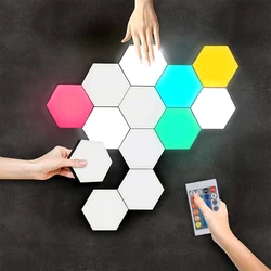 Applique murale hexagonale à LED, 6 pièces/ensemble, lampes modulaires tactiles, assemblage géométrique créatif, veilleuses pour salon, chambres à coucher 