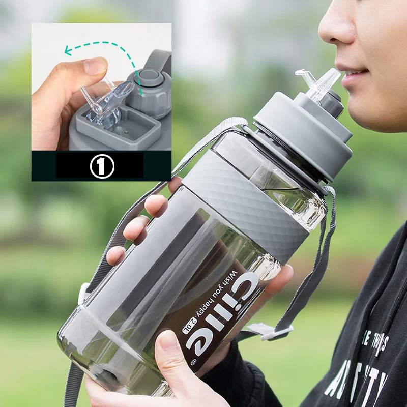 2020 Новая Спортивная бутылка для воды BPA бесплатно питьевой с соломой 1L 2L
