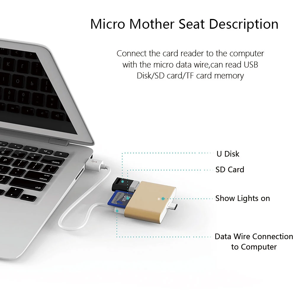 Мини-usb C концентратор, SD TF кард-ридер, алюминиевый USB C адаптер Смарт OTG ридер для ноутбука планшета смартфона