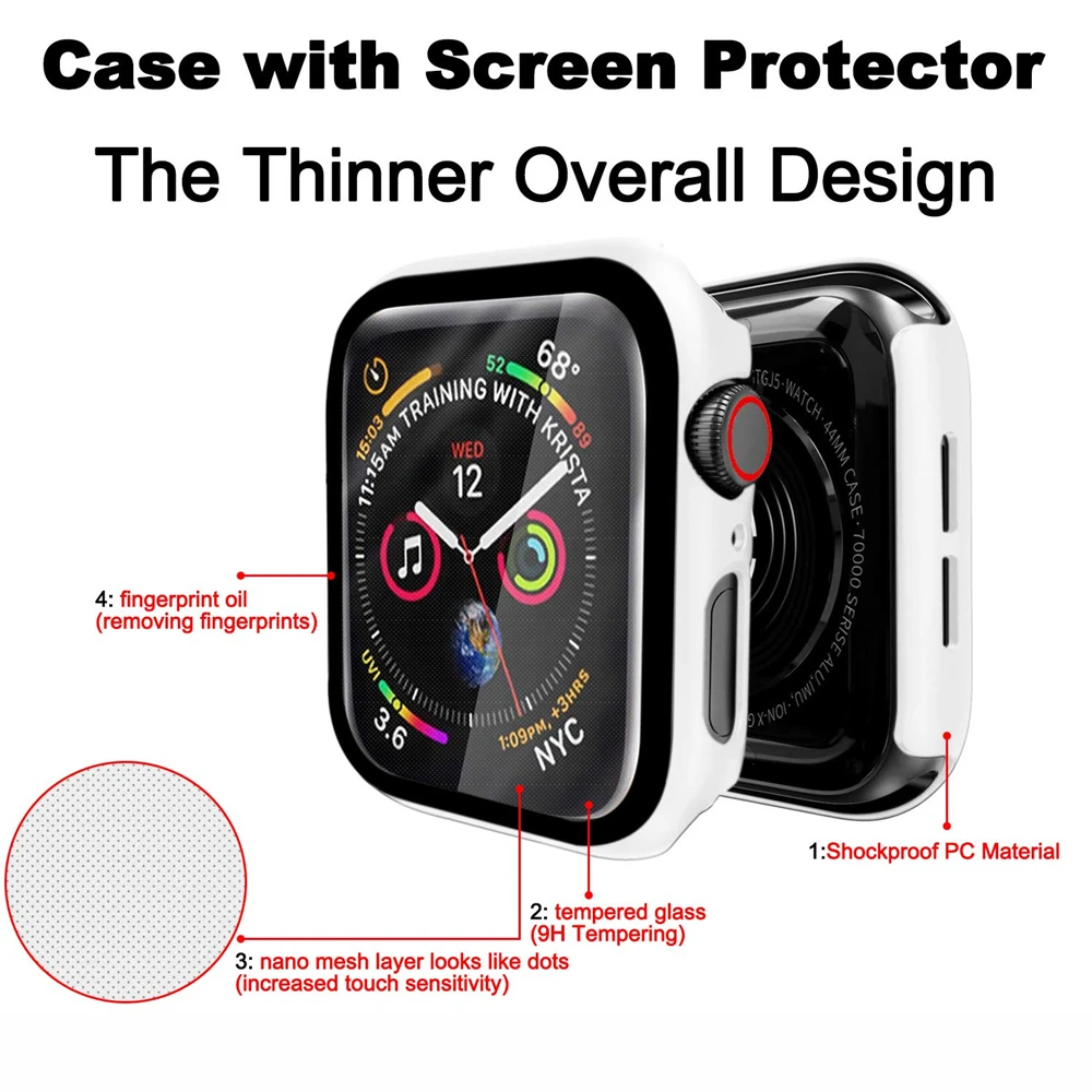 2 шт. в упаковке, чехол с защитной пленкой для Apple Watch Series 5, 44 мм, тонкий защитный тонкий бампер с полным покрытием, Жесткий Чехол для iwatch4, 40 мм
