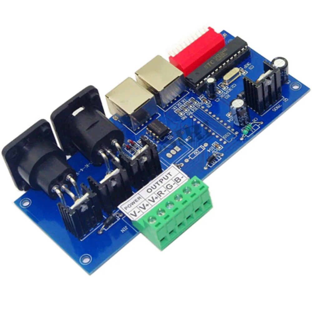 Постоянный ток 3 канала DMX512 декодер с RJ45 легко 3CH dmx RGB светодиодный контроллер Диммер привод для RGB Светодиодные полосы света