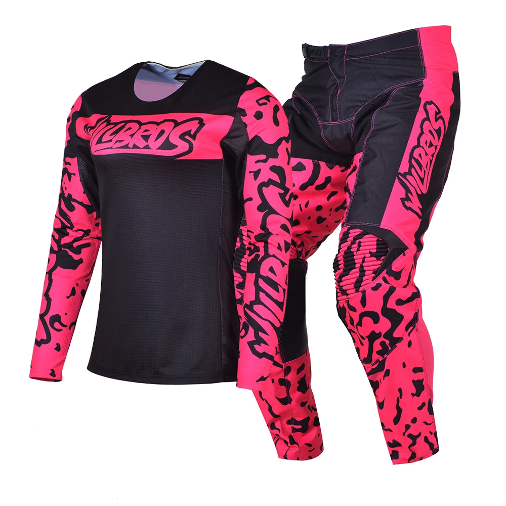 Moto Gear Set Jersey Pants MX Combo MX Dirt Bike Outfit Bmx Race Suit  Willbros Enduro Off-road Motocross Pink Kits Woman Lady
