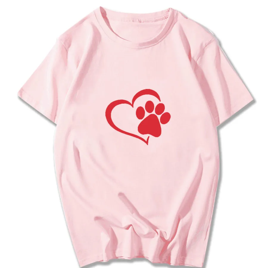 GX Pink red Новая модная женская футболка с принтом в виде собачьей лапы, лето, Harajuku, круглый вырез, короткий рукав, Забавные футболки, эстетичная Повседневная футболка - Цвет: GX Pink red