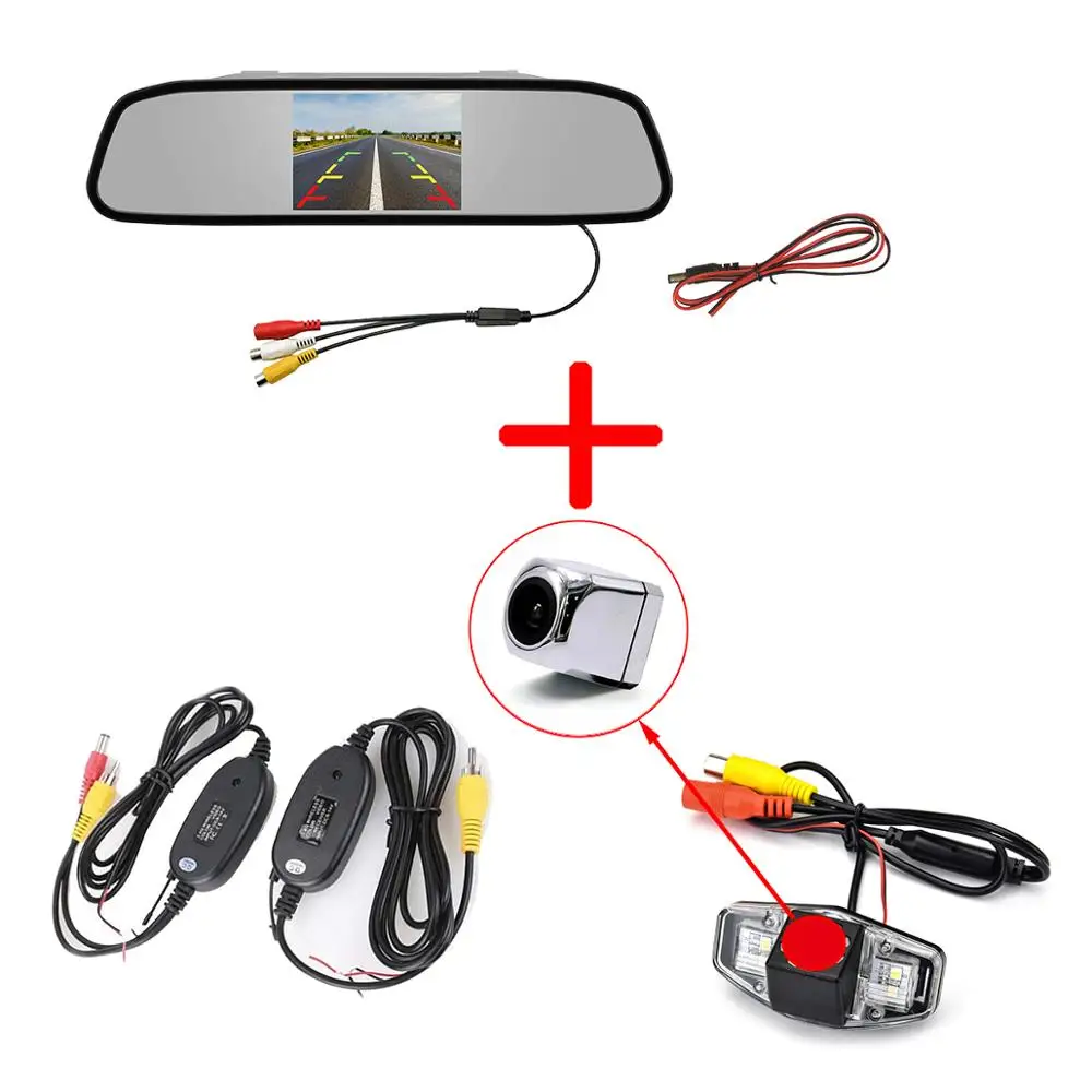 Metal Camera Mirror Автомобильный монитор+ 2,4G беспроводной CCD и светодиодный регулируемый угол камеры заднего вида для Honda Accord Inspire Spirior Civic VII City - Название цвета: Metal Camera Mirror