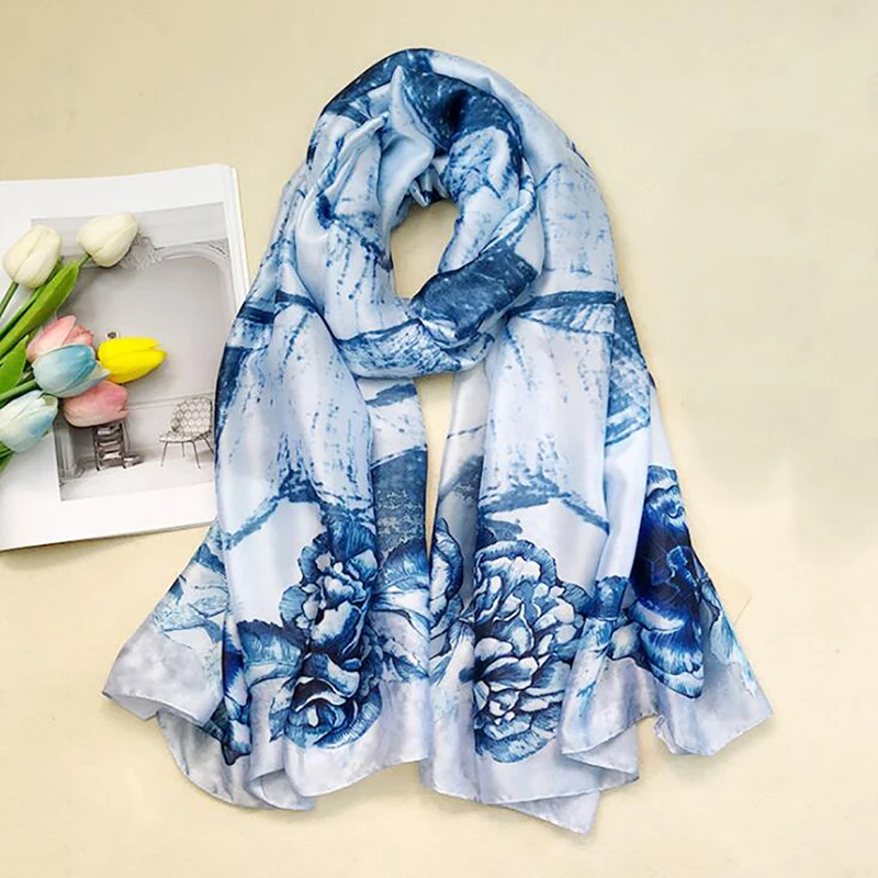 blue Женские солнцезащитные шарфы, новая мода 180*90 см, женский шарф, шаль, длинное пляжное полотенце, Цветочный, подходит ко всему, сохраняет тепло - Цвет: blue
