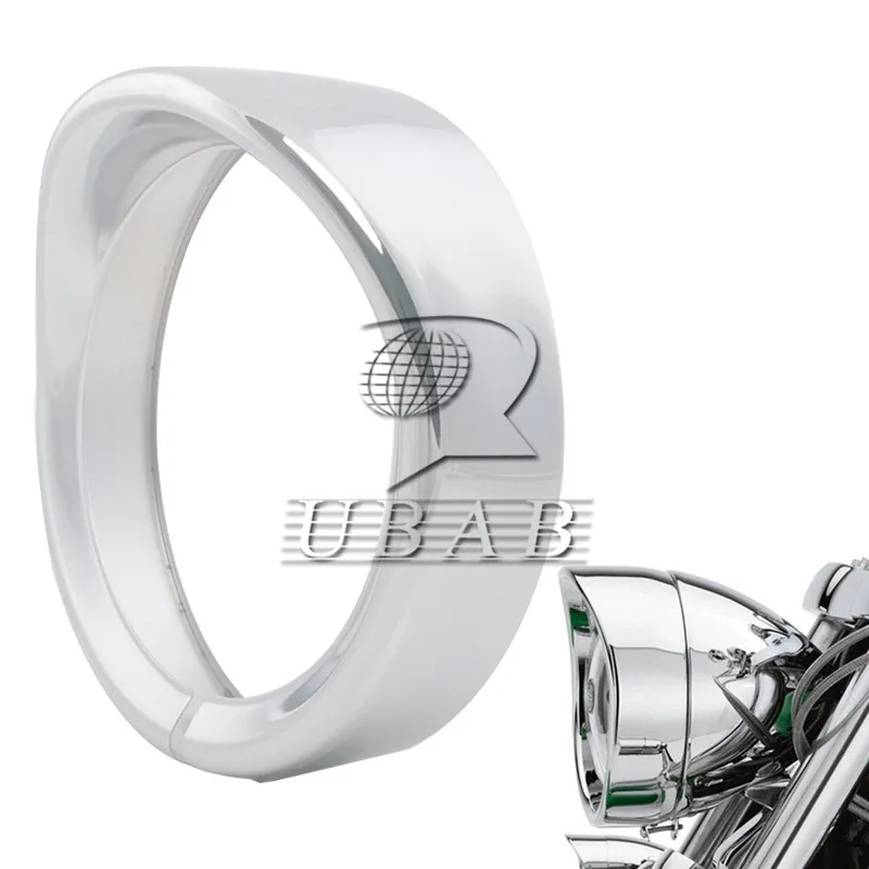 Motorcycle Front 7" Chrome Headlight Headlamp Trim Ring Cover Fit For
