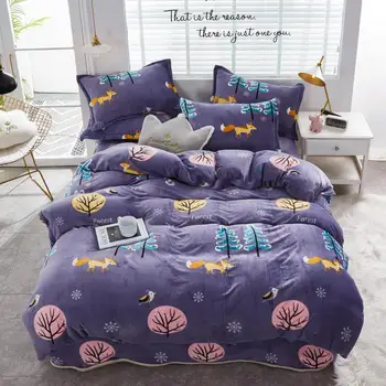 

Coral Fleece Fabric With Pillow Case Home Textile Microfiber Polyester Flannel Duvet Cover Bedding Set Twin Queen King Fast warm