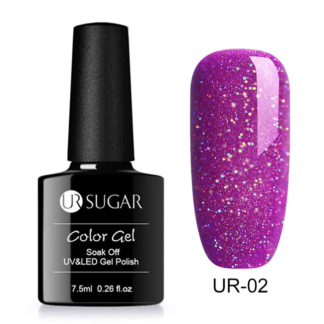 Ur Sugar 7,5 мл голографический лак для ногтей Блеск УФ-гель для ногтей Platinum лак мерцающий Маникюр замачивающийся лак для ногтей - Цвет: rainbow2