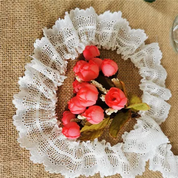 

Width 5cm Bright latest style of pleated ruffle lace crimp lace trim for clothing Hem decoration