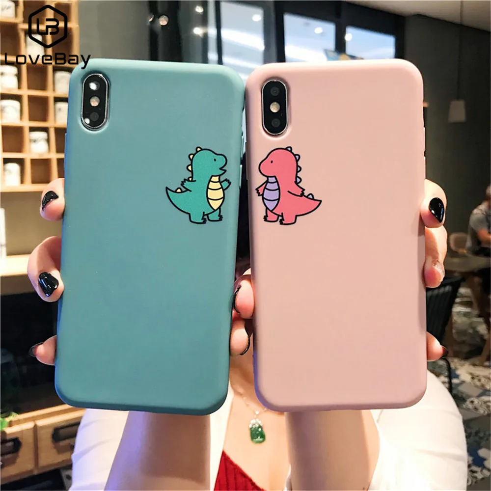 Lovebay мультфильм Прекрасный динозавр чехол для телефона для iPhone 11 Pro Max X 7 8 8plus XR XS Max 6S 6Plus мягкие чехлы из ТПУ карамельный цвет чехол