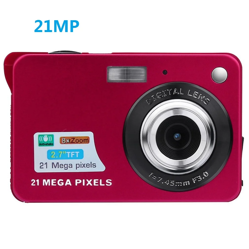 2.7 Inch digital camera TFT LCD Display 18MP/21MP 8x Zoom HD Video Camera Anti-Shake Camcorder Video CMOS Micro kids Camera - Цвет: red  21MP