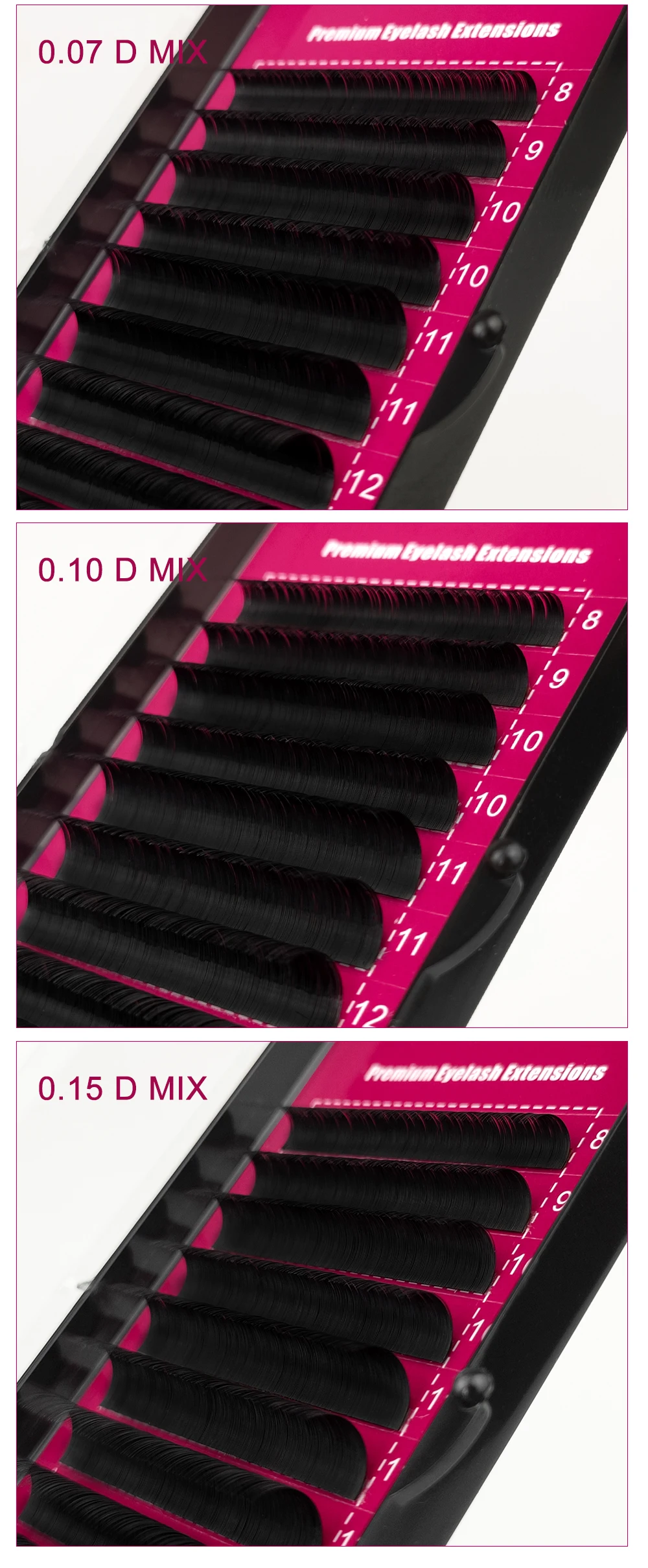 Abonnie  JBCD Curl Individual Lashes Black Mink  False Eyelashes  Premium Volume Lashes Fake Cilios 12rows All Size 8-17mm