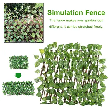 

Retractable Artificial Garden Fence Expandable Faux Ivy Privacy Fence Wood Vines Climbing Frame Gardening Plant Home Decorations