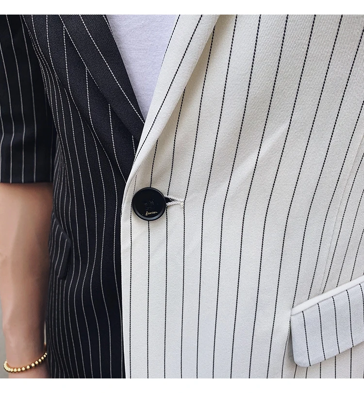 Broek) zwart Wit контрастный стрейп Mannen Pak Voor broiloft Zomer Mannen смокинг костюм Roken Homme Mariage Mannen Pak Slim Fit