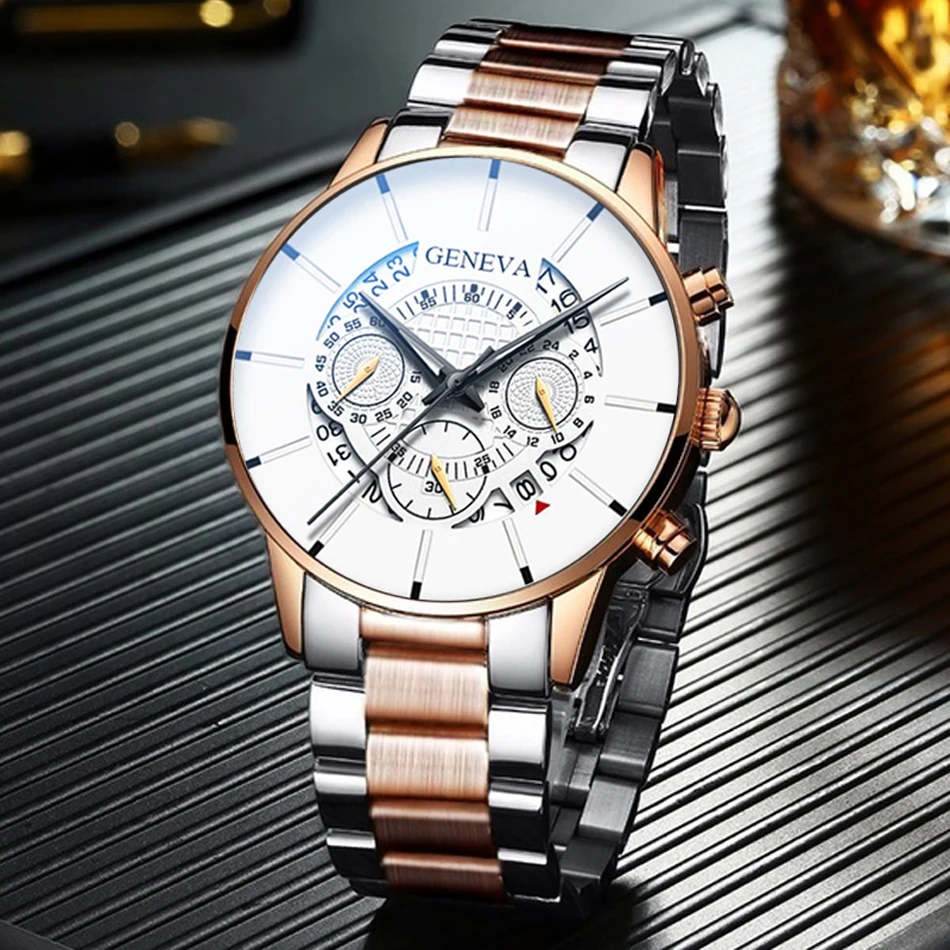 reloj hombre 2022 Men's Fashion Business Watches Men Casual Calendar Clock Male Stainless Steel Quartz Watch relogio masculino