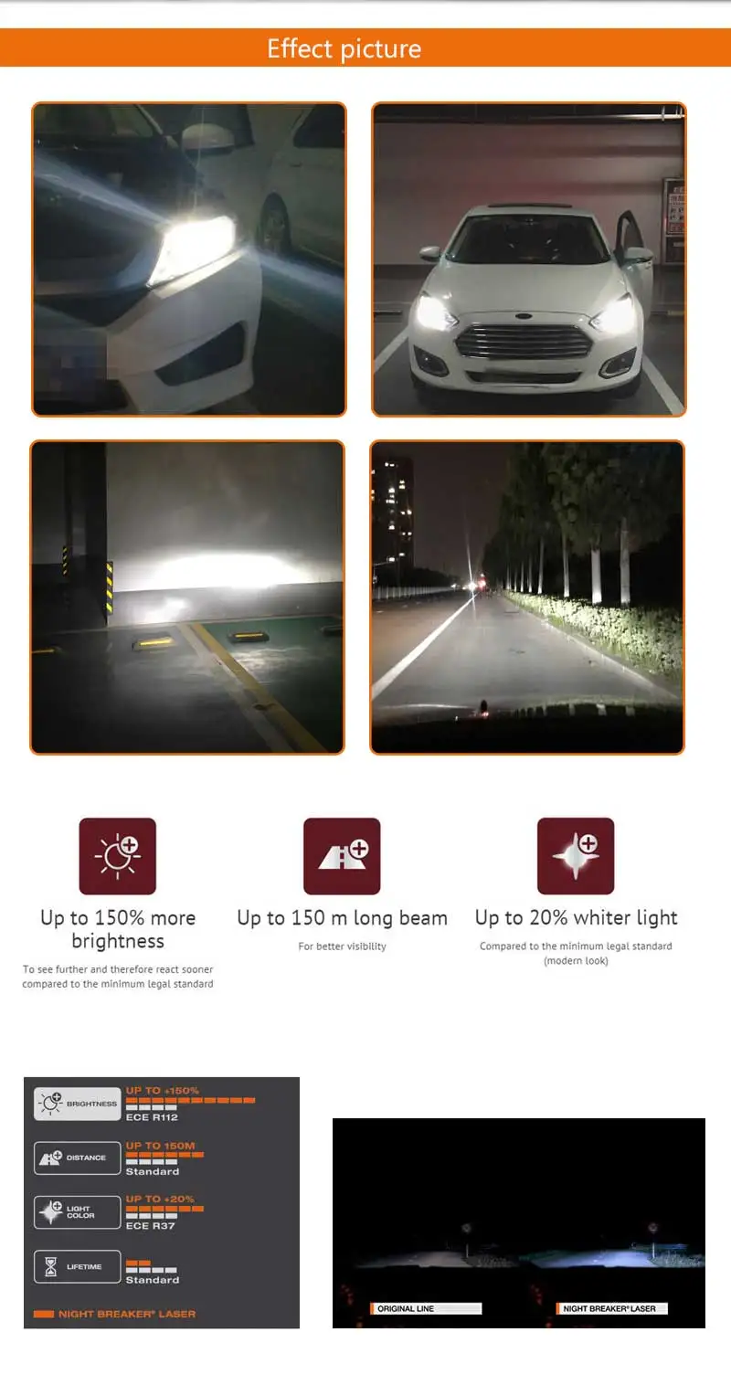 OSRAM Ночной выключатель лазер нового поколения H8 12 в 35 Вт PGJ19-1 Автомобильные фары Противотуманные фары+ 150 яркость 64212NL широкий противотуманный луч