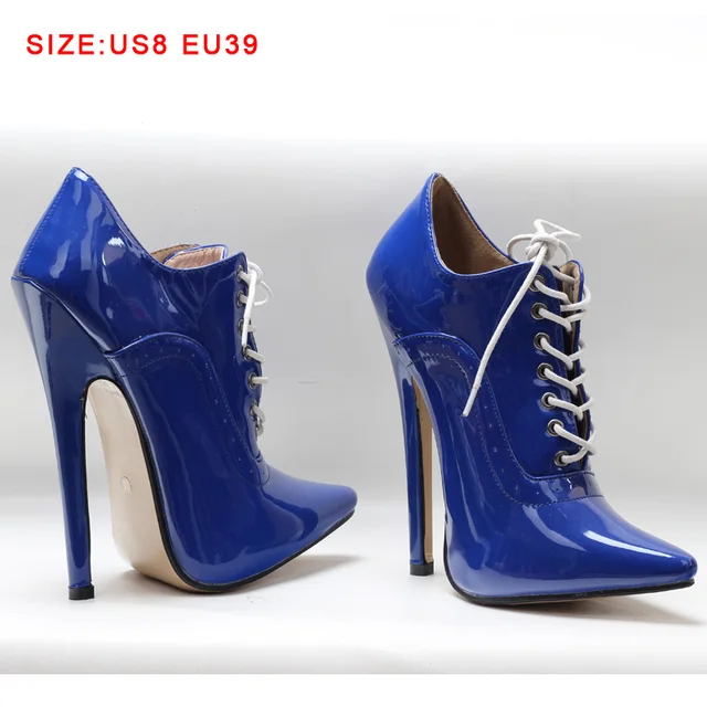 Clearance style Fetish BDSM Sexy high heel pump sandals shoes Blue-39