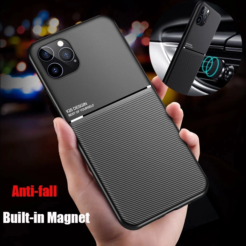 Luxury Silicone Car Magnetic Holder Phone Case For iPhone13 12 11 Pro XS Max Mini XR 8 7Plus Leather Protection Cover