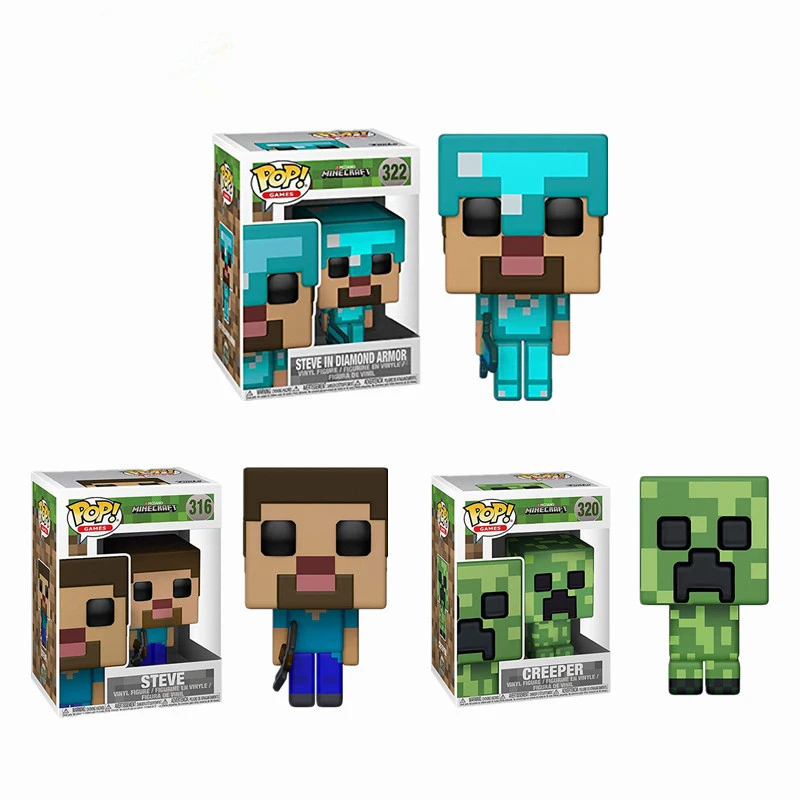 Funko поп Minecraft фигурка Стива в алмазной доспехах Creeper модель Стива коллекционные игрушки 10 см