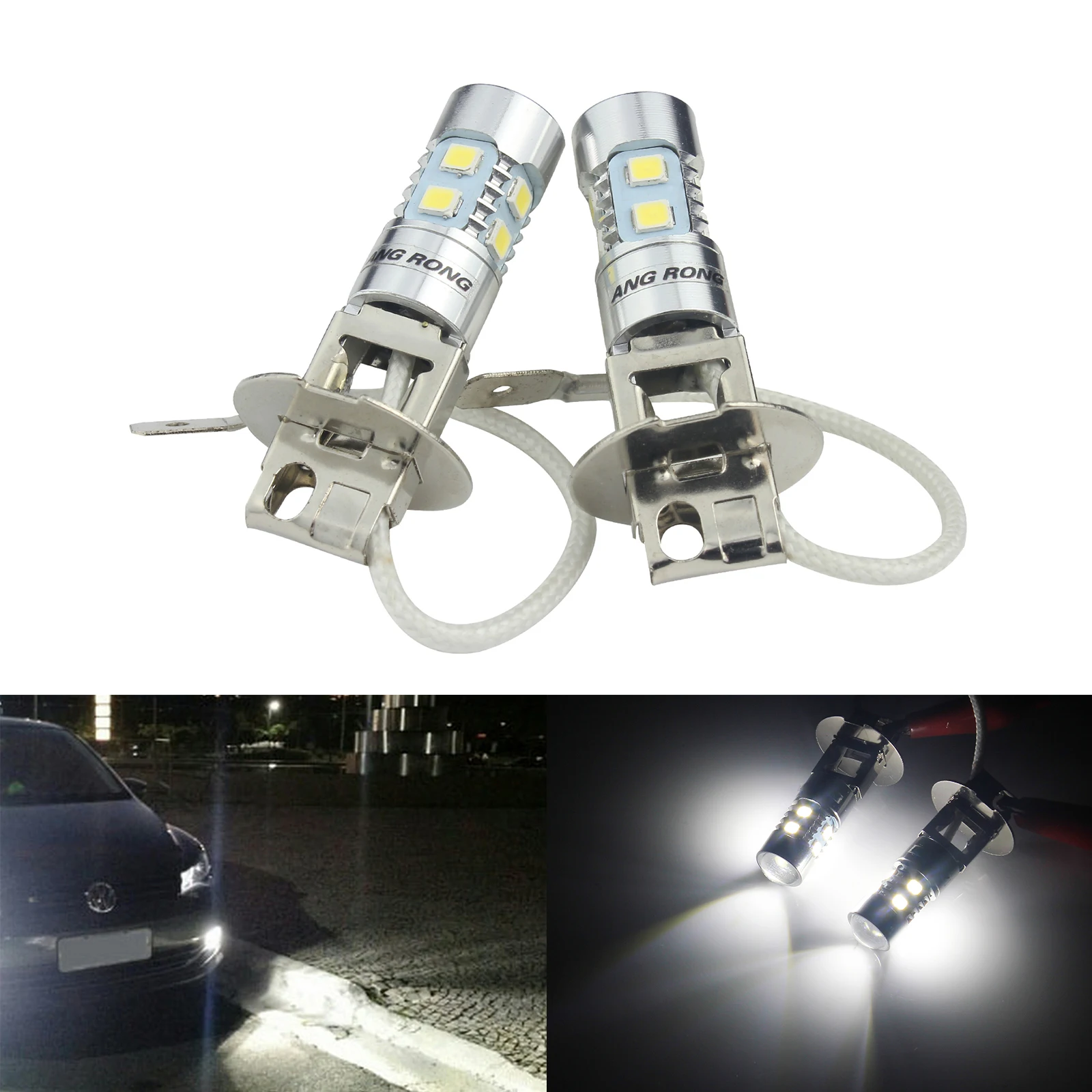 ANGRONG 2x H3 453 Bulb High Power LED Projector Headlight Fog Light Daytime Running DRL White(CA305) | Автомобили и мотоциклы