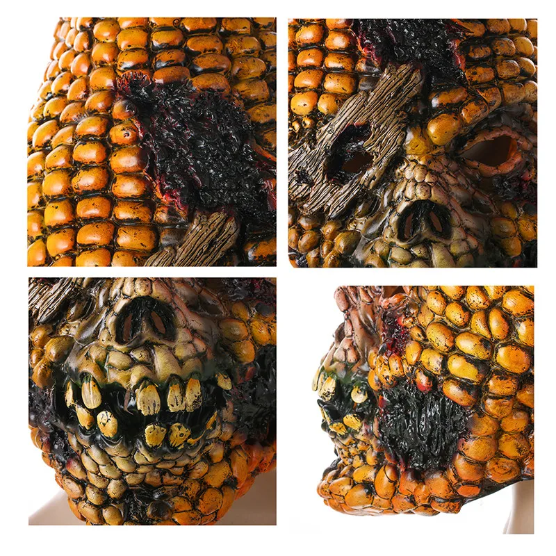 Full Face Scary Burn Corn Mask for Cosplay Latex Mask Horror Masquerade Adult Ghost Halloween Theater Props Party Decoration (8)