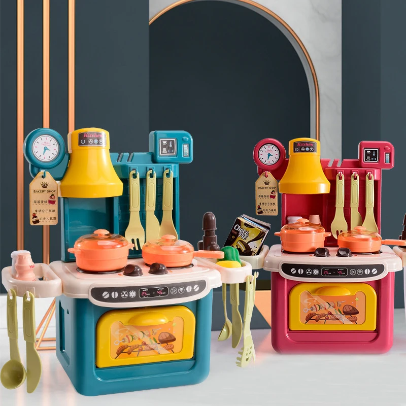 Children Kitchen Toys Furniture Simulation Dinnerware Boys Girls Kids Gift Education Play Tool Electrical Cooking Food Game 3