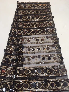 

Nigerian Tulle Lace with Sequins African Net Lace Fabric High Quality 2020 French Mesh Lace Fabrics for Party Dress ZX31631