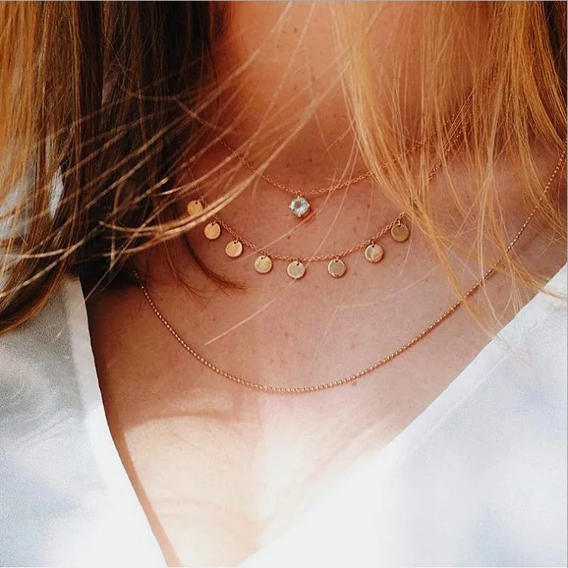 gold Bijoux(украшения своими руками) Ромашка золотистый цвет, много слоев блестки массивные Биб-серьги и колье-чокер для женщин ювелирные изделия в стиле "Бохо" Kolye - Окраска металла: gold