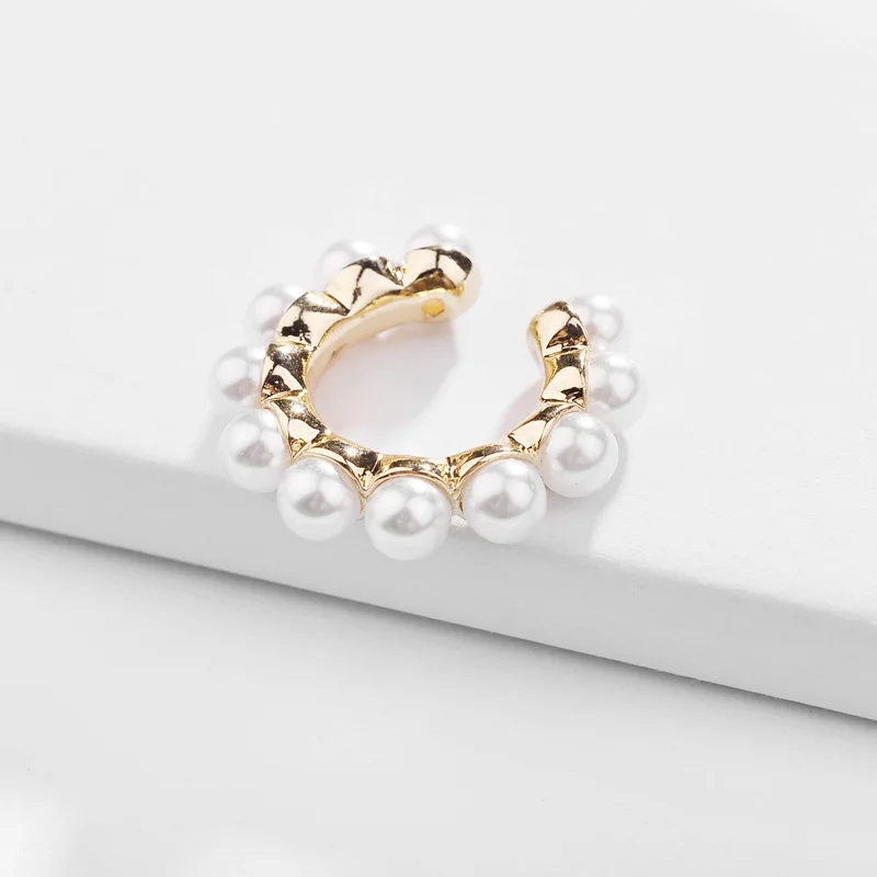 1pcs 2019 New Minimalist Gold Color Alloy Simulated Pearls Ear Cuffs for Women Clips Earings No Piercing Party Jewelry | Украшения и
