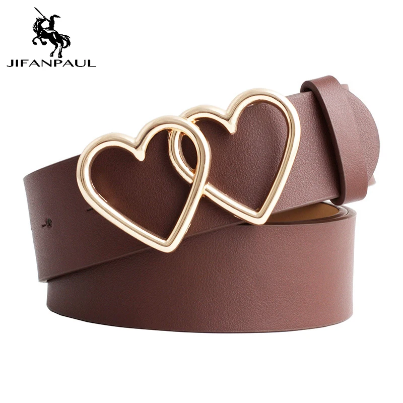 

JIFANPAUL high quality women belts luxury brand cute Heart-shaped thin belt New with adjustable punk fashion belts buckle