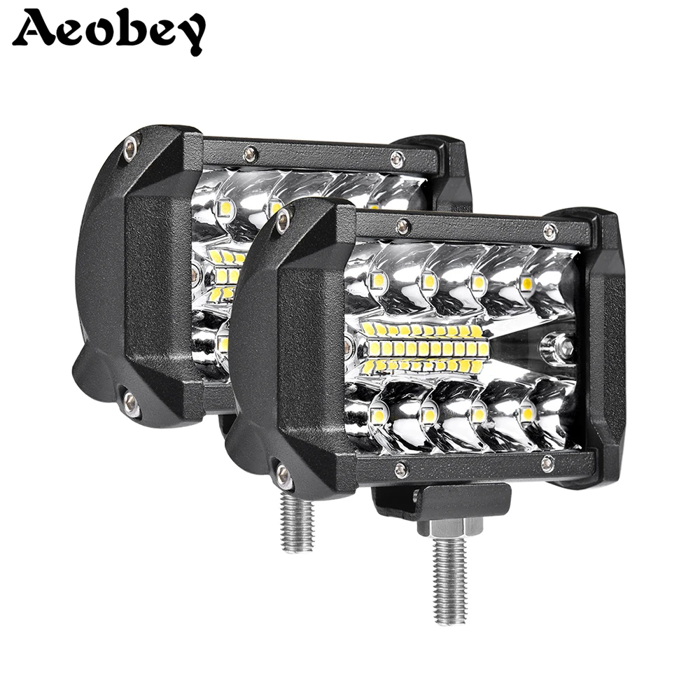 

2x 4Inch 60W Waterproof IP68 Work Light bar LED Light Bars Spot Flood Beam for Work lDriving Offroad Boat Car Tractor Truck SUV