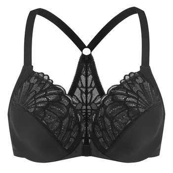 MELENECA Reggiseni con chiusura frontale da donna sexy in pizzo taglie forti con ferretto sfoderato