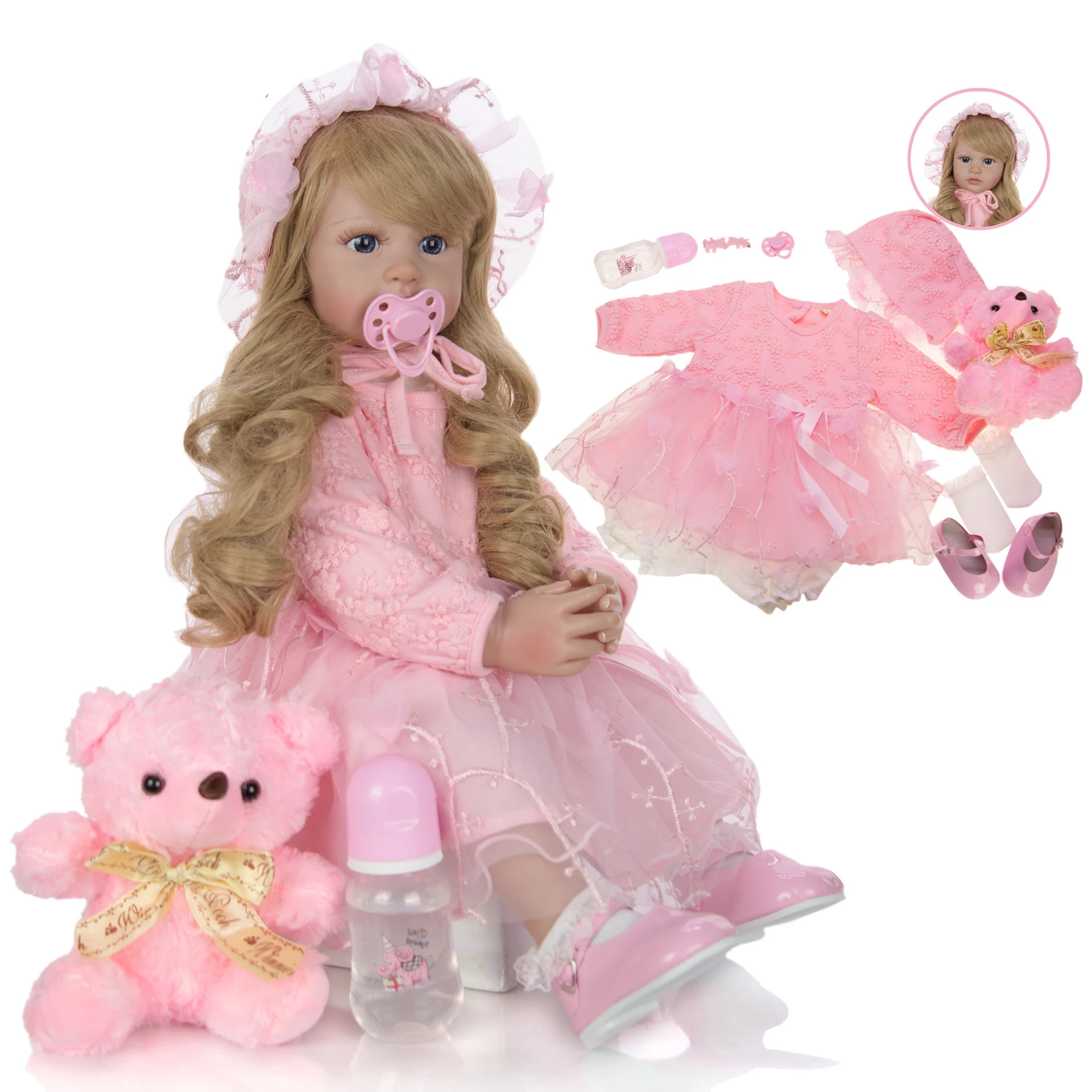 

KEIUMI lovely Princess Doll 24 Inch Lifelike Real Girl Reborn Bonecas 60 cm Silicone Soft Body Reborn Dolls Menina Birthday Gift