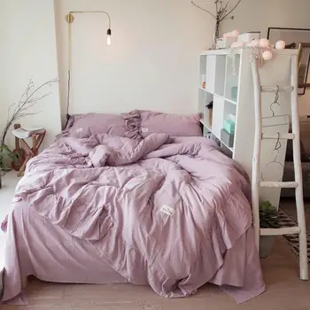 

Soft Cotton Bedlinen bedclothes Pink White Blue Grey Duvet Cover Bedding sets Fitted sheet bedsheets parure de lit ropa de cama