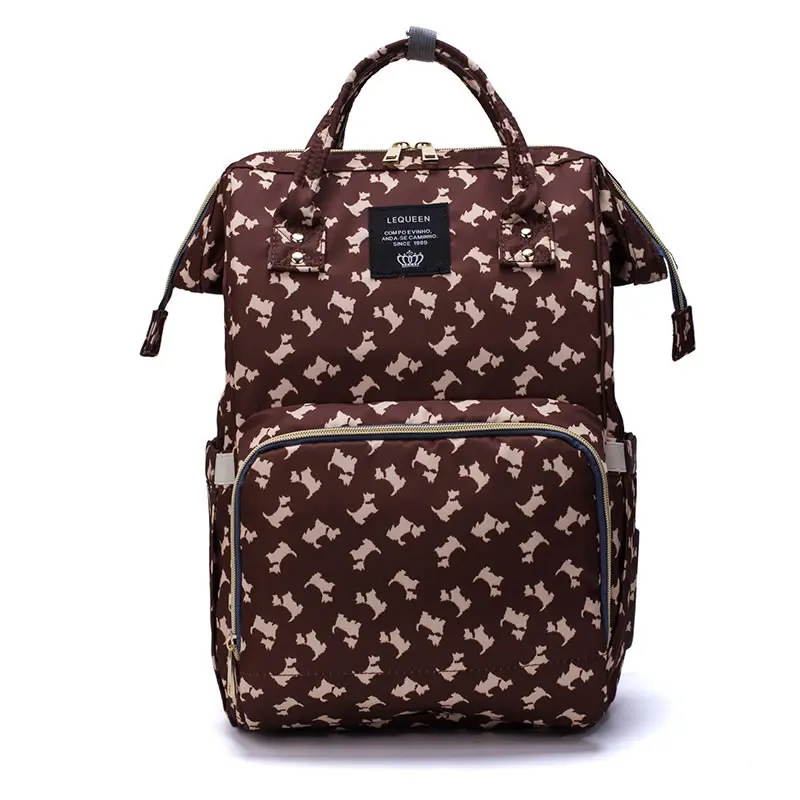Водонепроницаемый рюкзак с надписью MOM для детских подгузников, сумки для детского кормления, сумки, сумка для прогулочной коляски LEQUEEN материнской рюкзак для путешествий - Цвет: Puppy - brown