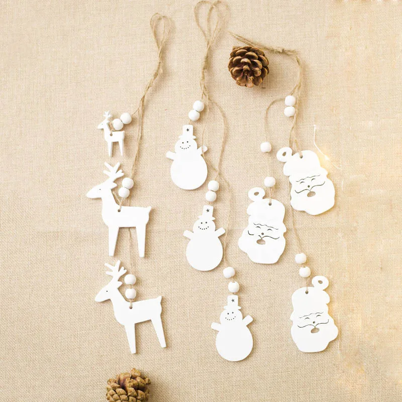 

1Pcs Snowflake Deer Santa Claus Christmas Tree Natural Wood Pendant Hanging Ornament Xmas New Year Party Decor Supplies 62892