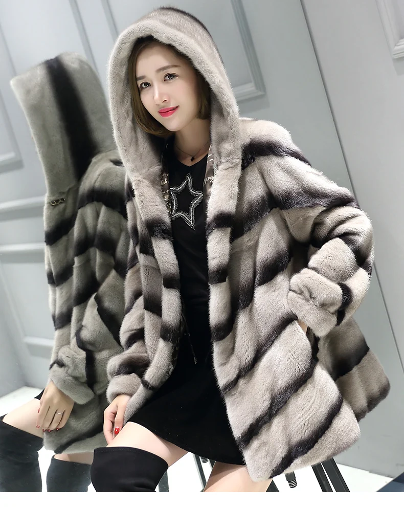inverno полностью из норки пальто с мехом longa seque das mulheres simples moda generoso com casaco de pele de vison com capuz