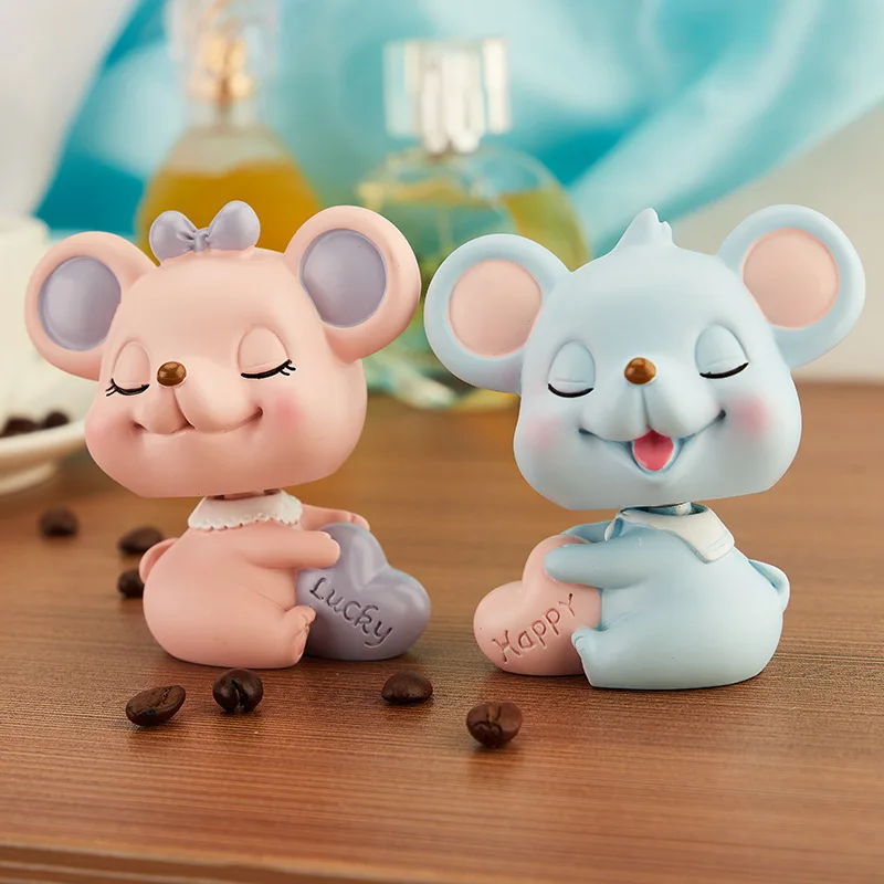 Креативные милые украшения для автомобиля с мышкой трясущиеся головы украшение