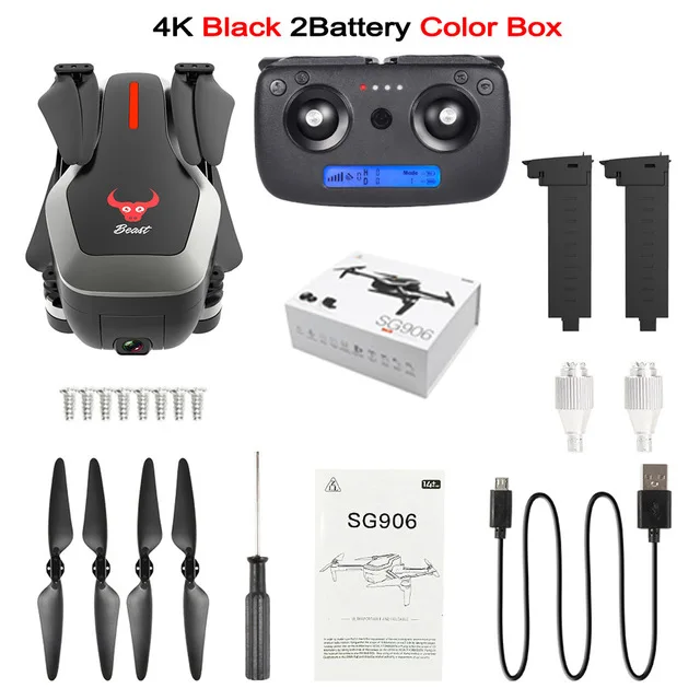 Радиоуправляемый квадрокоптер SG906 Дрон gps 4K HD камера 5G wifi FPV Бесщеточный мотор складной селфи дроны Профессиональный 800 м дальние расстояния - Цвет: black 4k 2B Box