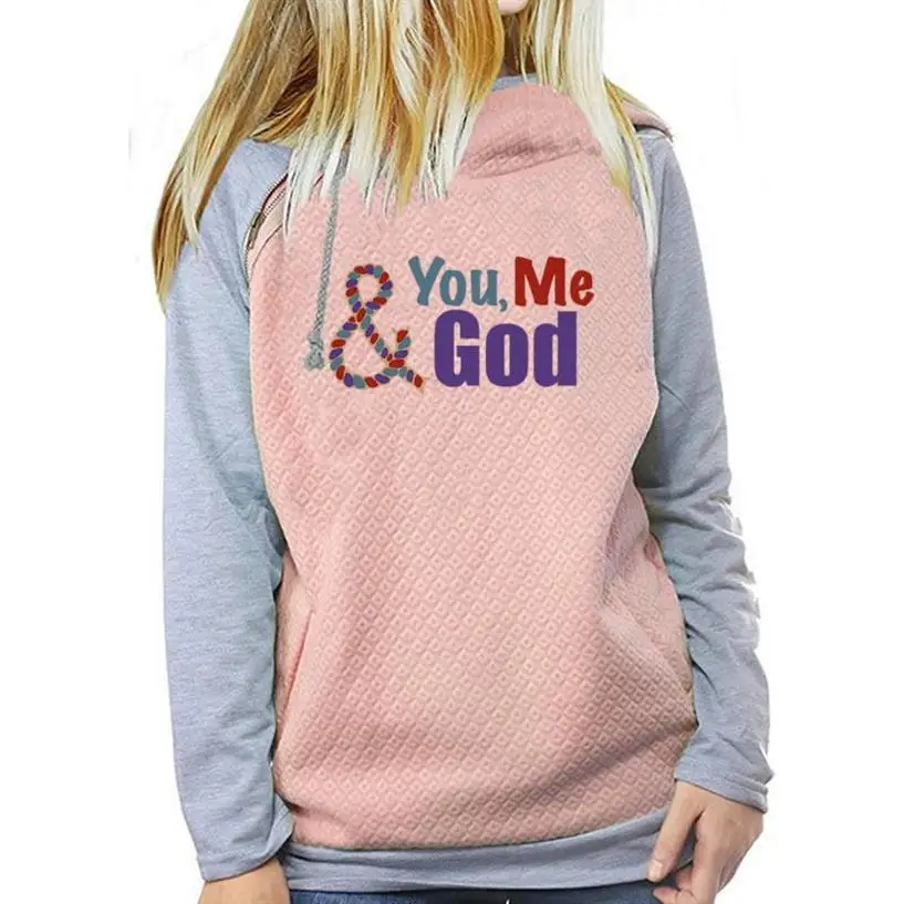 You Me God Letters Print Zipper Decoration Hoodies For Women Jesus Bible Faith Sweatshirt Femmes Top Cotton Hoody Harajuku Girls