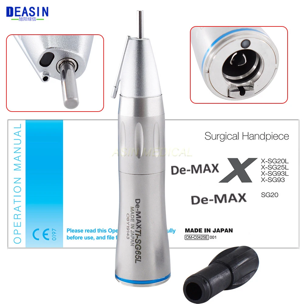 

Стоматологический прямой наконечник De-Max X SG65L 1:1 с голубым кольцом для внешнего склеивания с волоконно-оптическим кабелем для стоматологического импланта, хирургический
