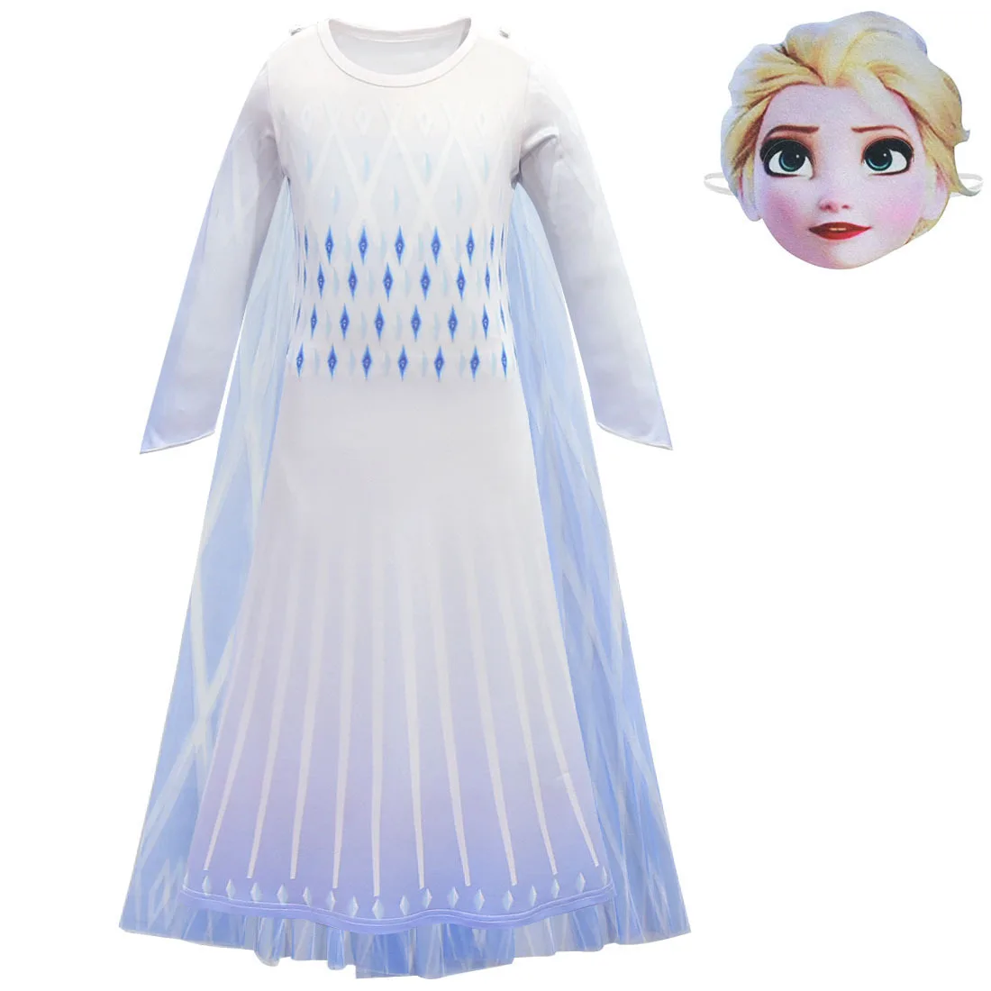 Dress Mask «Холодное сердце» 2 платье принцессы «Холодное сердце» Aisha/платье Косплэй костюм для малыша Штаны для девочек с рождественским изображением вечерние сетки производительность Костюмы парик маска сумка Опора C65K37 - Цвет: Dress Mask