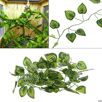 

Artificial Watermelon Vine Reptile Lizards Terrarium Climb Decoration Fake Plants Leaves