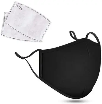 

Washable Cotton Face Mask For Woman Man Fashion Breath Valve Mouth Masks Filter Pad Pollution Activated carbon filter