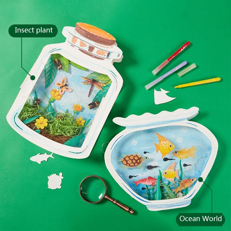 DIY Drawing Fish Insect Bottle Coloring Craft Kit, Early Education Water World Toy for Kids Handmade Colored Work 2 DIY Drawing Fish Insect Bottle Coloring Craft Kit, Early Education Water World Toy for Kids Handmade Colored Work 2