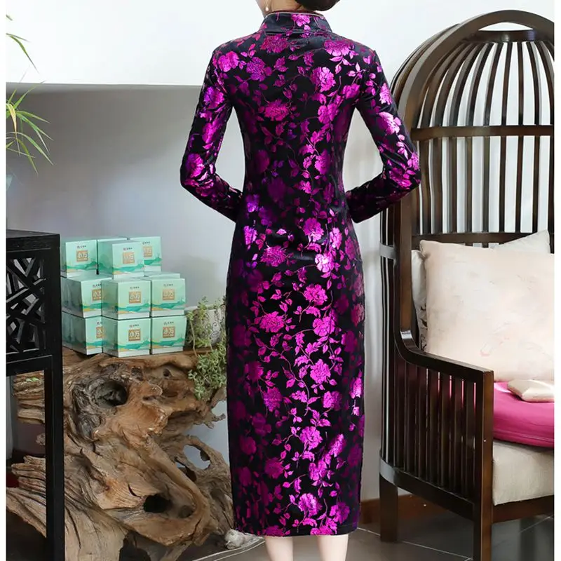 Женское элегантное тонкое китайское платье cheongsam большого размера с принтом, вечернее платье, китайское свадебное сексуальное китайское традиционное платье qipao