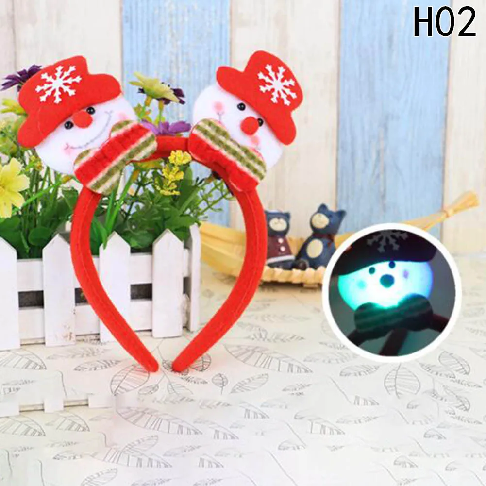 Рождественские повязки световой одинарный/двойной Санта Клаус/оленя/снеговика головная Кнопка Батарея питанием, светодиодное освещение со светодиодной подсветкой