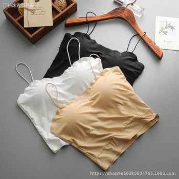 

With Chest Pad Women's Tube Top Camisole xiao nei yi Underwear Wrap-around Vest Anti-Exposure Base Vest Style Mid-length Bra