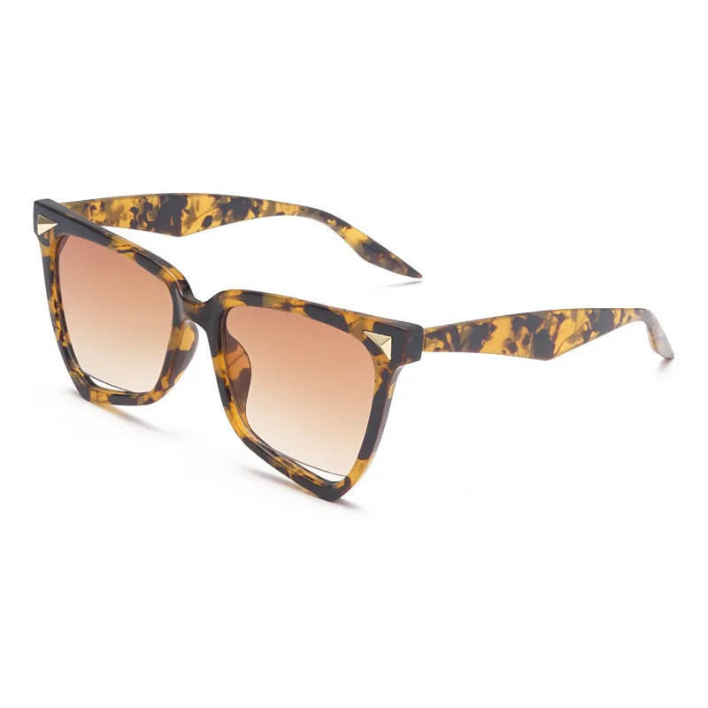 leopard brown Модные серебристые женские крупные солнцезащитные очки мужские винтажные Ретро унисекс большие линзы цвета линзы UV400 женские солнцезащитные очки оттенки очки - Цвет линз: leopard brown